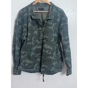Urban Outfitters Half Zip Camo Mock Neck Popover L Drawstring Pull over Jacket